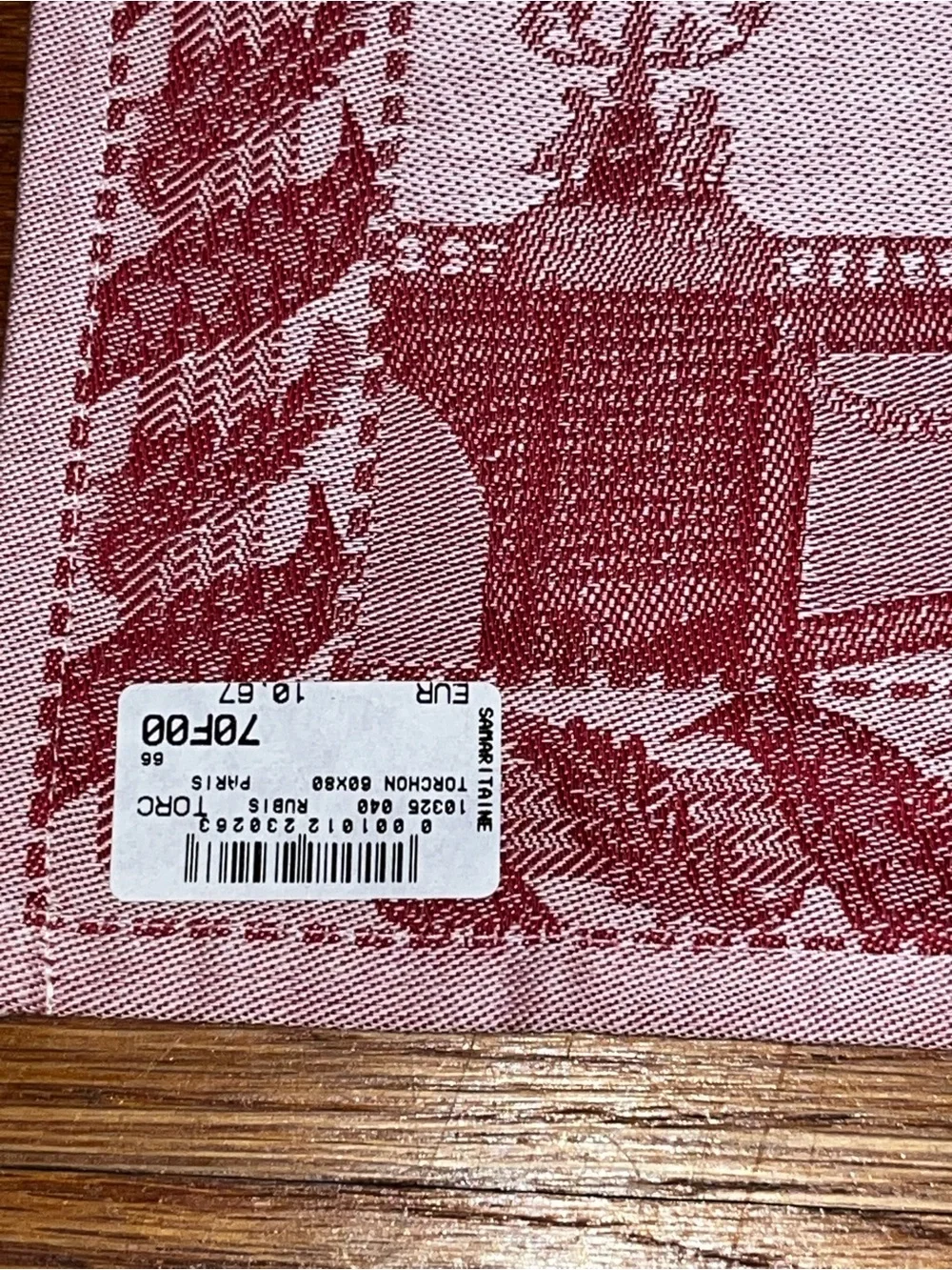 New Le Jacquard Francais Paris Cotton Dish Towel 60 x 80 cm Red Rectangular